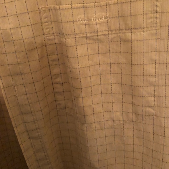 Mustard coloured plaid short sleeve Pierre Cardin xxl button up shirt - used - Picture 2 of 8